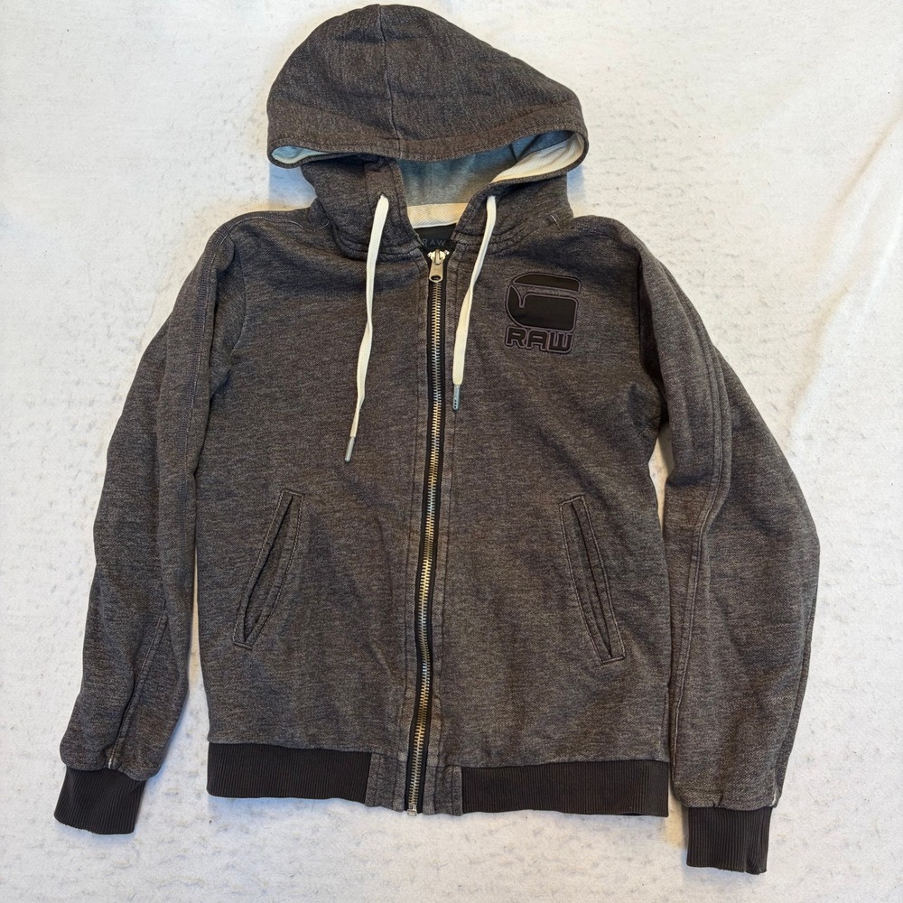G-Star Raw Correct Line Full Zip Hoodie Mens Small Gray Karter Hooded Vest L/S